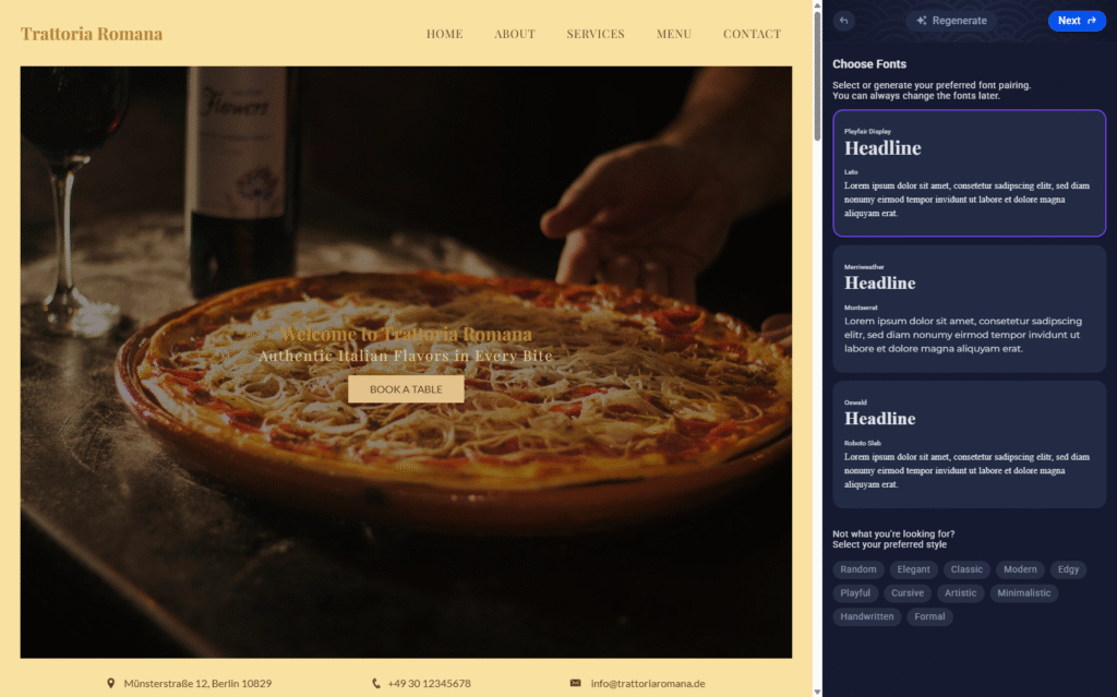 sitejet ai website generator headline selector